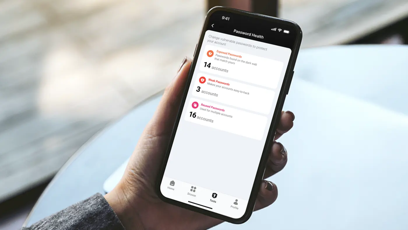 NordPass password health screen on a phone