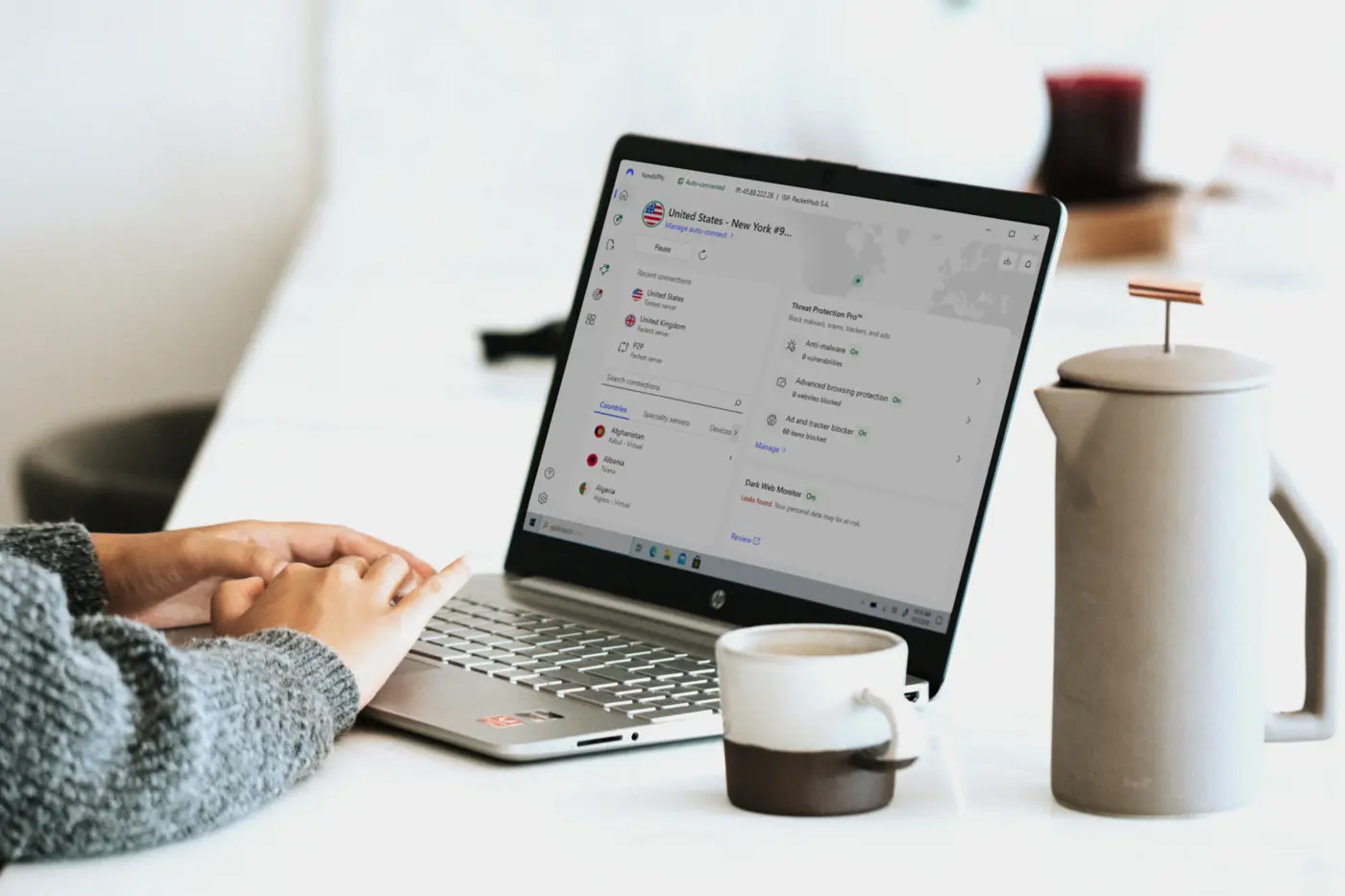 NordVPN application running on a laptop
